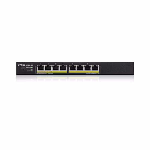 Zyxel GS1915-8EP 8-portový gigabitový webový inteligentný PoE switch, 8x gigabitový RJ45, bez ventilátora, 60W PoE rozpočet