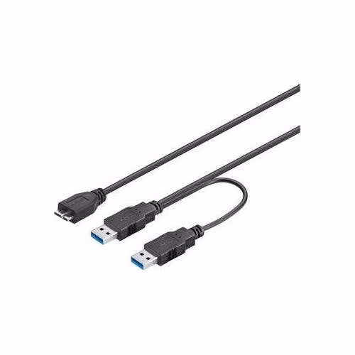PremiumCord kabel USB 3.0/ USB Micro B (M) na 2 x USB 3.0 A (M)/ 30cm/ černý