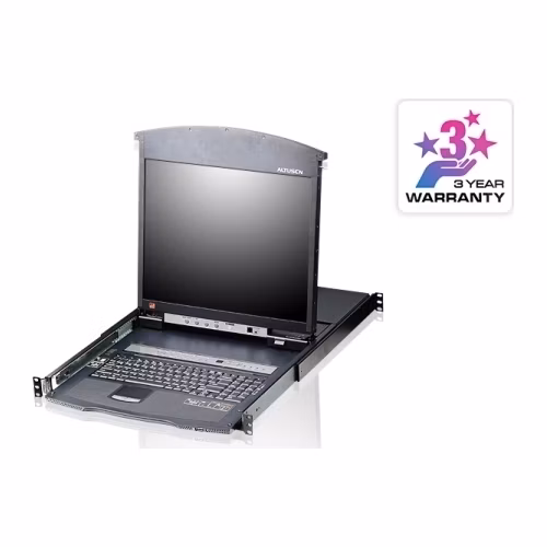 ATEN KL1516AN-AXA-AG 16P CAT-5 HIGH DENSITY DUAL RAIL LCD KVM SW 19INCH W/LED/CABLE/USA KB/EU