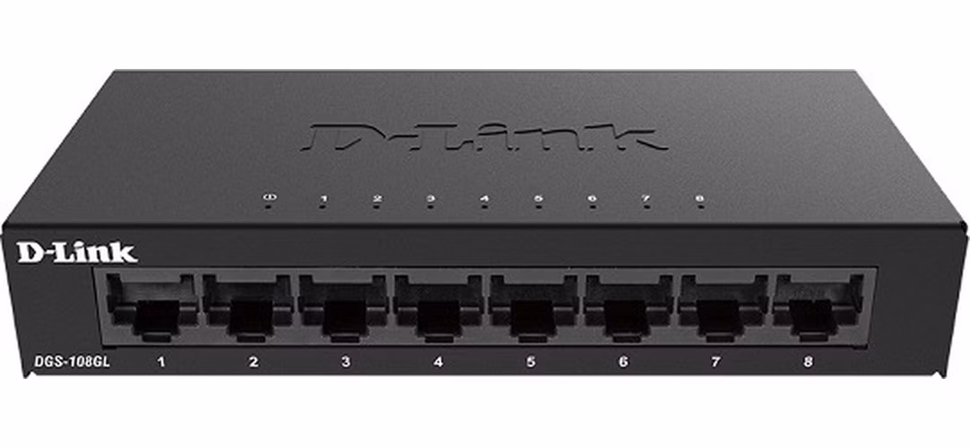 D-Link DGS-108GL/E "8-Port Gigabit Ethernet Metal Housing Unmanaged Light Switch without IGMP- 8-Port 10/100/1000 Mbps
