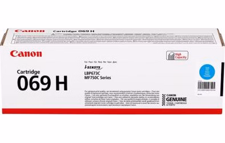 Canon originální vysokokapacitní toner Cartridge 069 H C azurový, MF752Cdw, 754Cdw, LBP673Cdw, kapacita 5 500 stran