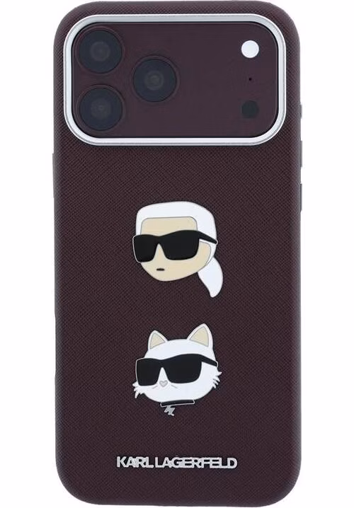 Karl Lagerfeld PU Semi Wrap Saffiano K&amp;CH Heads kryt iPhone 18 Pro Max burgundy