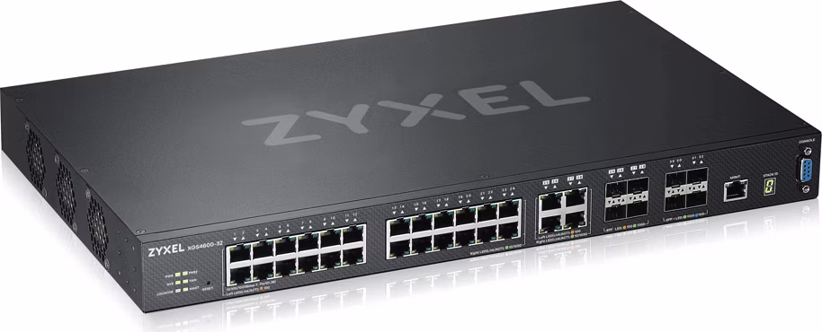 Zyxel XGS4600-32, 32-port Managed Layer3+ Gigabit switch, 24x Gigabit metal + 4x Gigabit dual personality (RJ45/SFP) + 4