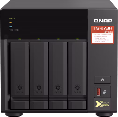 QNAP TS-473A-8G (Ryzen 2,2GHz / 8GB RAM / 4x SATA / 2x M.2 NVMe slot / 2x 2,5GbE / 2x PCIe / 4x USB)