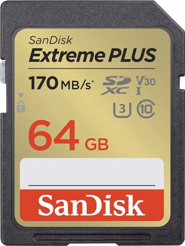 SanDisk Extreme PLUS 64GB SDXC / UHS-I, Class 10, U3, V30 /  up to 170MB/s &amp; 80MB/s Read/Write / + 2 years RescuePRO