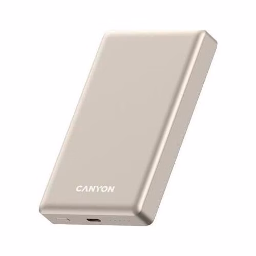 Canyon OnCharge 510, Powerbank, 10.000 mAh, in: USB-C, out: USB-C PD 20W + Wireless Magnet 15W, štíhla, béžová
