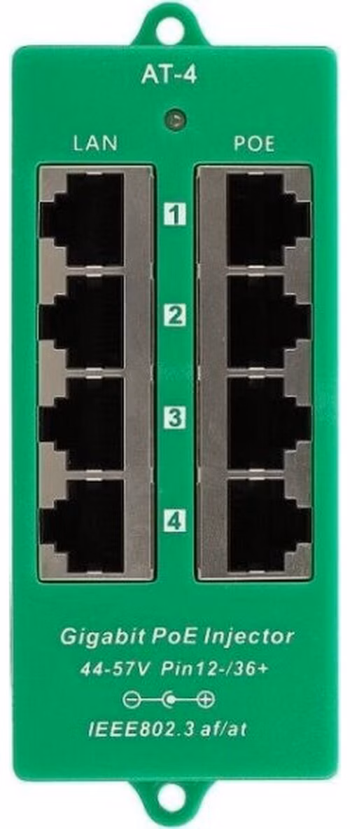 POE-PAN4-GBATF 802.3af/at gigabitový stíněný 4-portový PoE panel