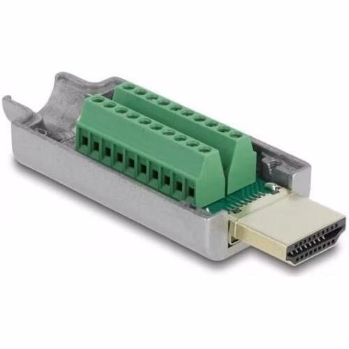 Delock Adaptér ze zástrčkového konektoru HDMI-A na svorkovnici, s kovovým krytem