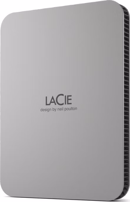 LACIE Mobile Drive HDD USB-C 2TB 2.5inch Moon Silver with USB-C cable