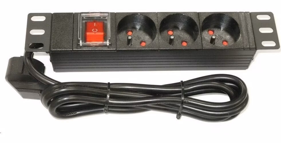 10" rozvodný panel XtendLan 3x230V, ČSN, vypínač, indikátor napětí, kabel 1,8m, 1U