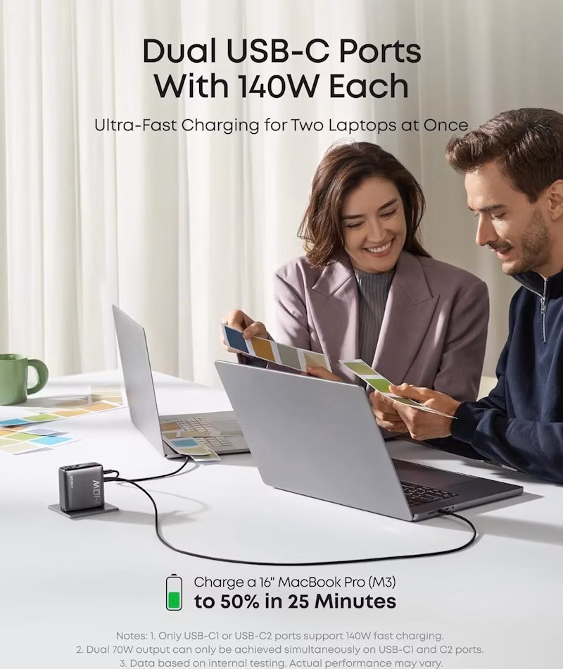 Anker Prime nabíječka/ 140W/ 3x USB-C/ USB/ displej/ šedá + USB-C kabel