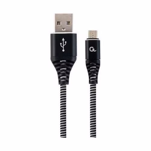 GEMBIRD CABLEXPERT Kabel USB 2.0 AM na MicroUSB (AM/BM), 1m, opletený, černo-bílý, blister, PREMIUM QUALITY