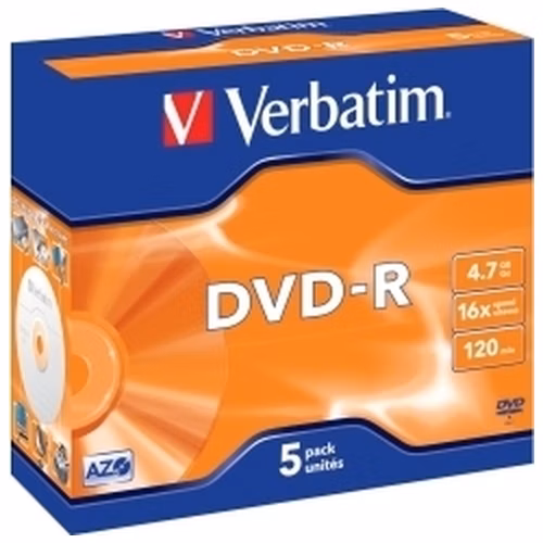VERBATIM DVD-R(5-Pack)Jewel/MattSlvr/16x/4.7GB