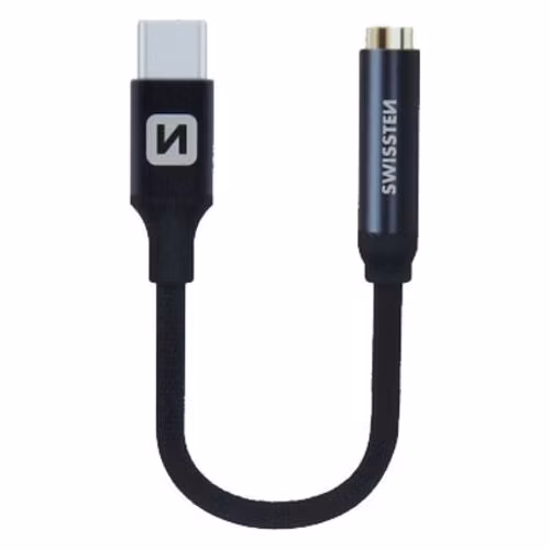 Swissten Audio Adaptér Textile Usb-C/Jack (Samice) 0,15 M Černý