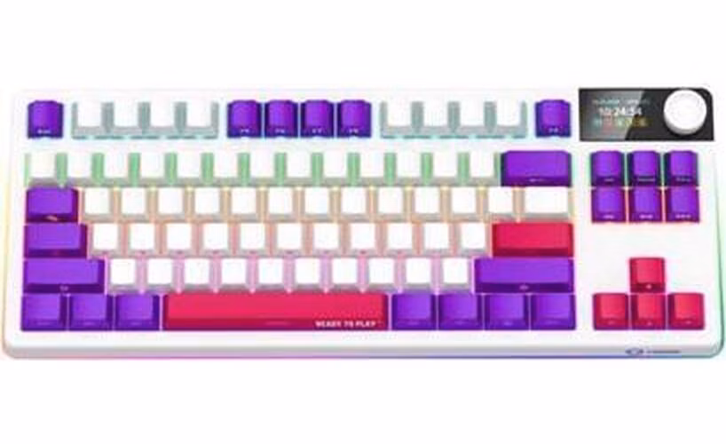 Lorgar KBP70TKLW, Pro bezdrôtová mechanická herná klávesnica, 2.4 GHz/ BT 5.0, Displej, multim. tlač., US layout, biela