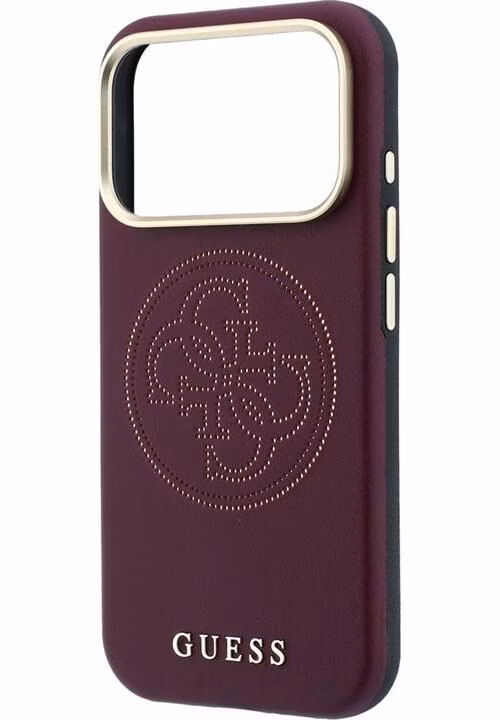 Guess PU Semi Wrap Perforated 4G Logo MagSafe kryt iPhone 18 Pro burgundy