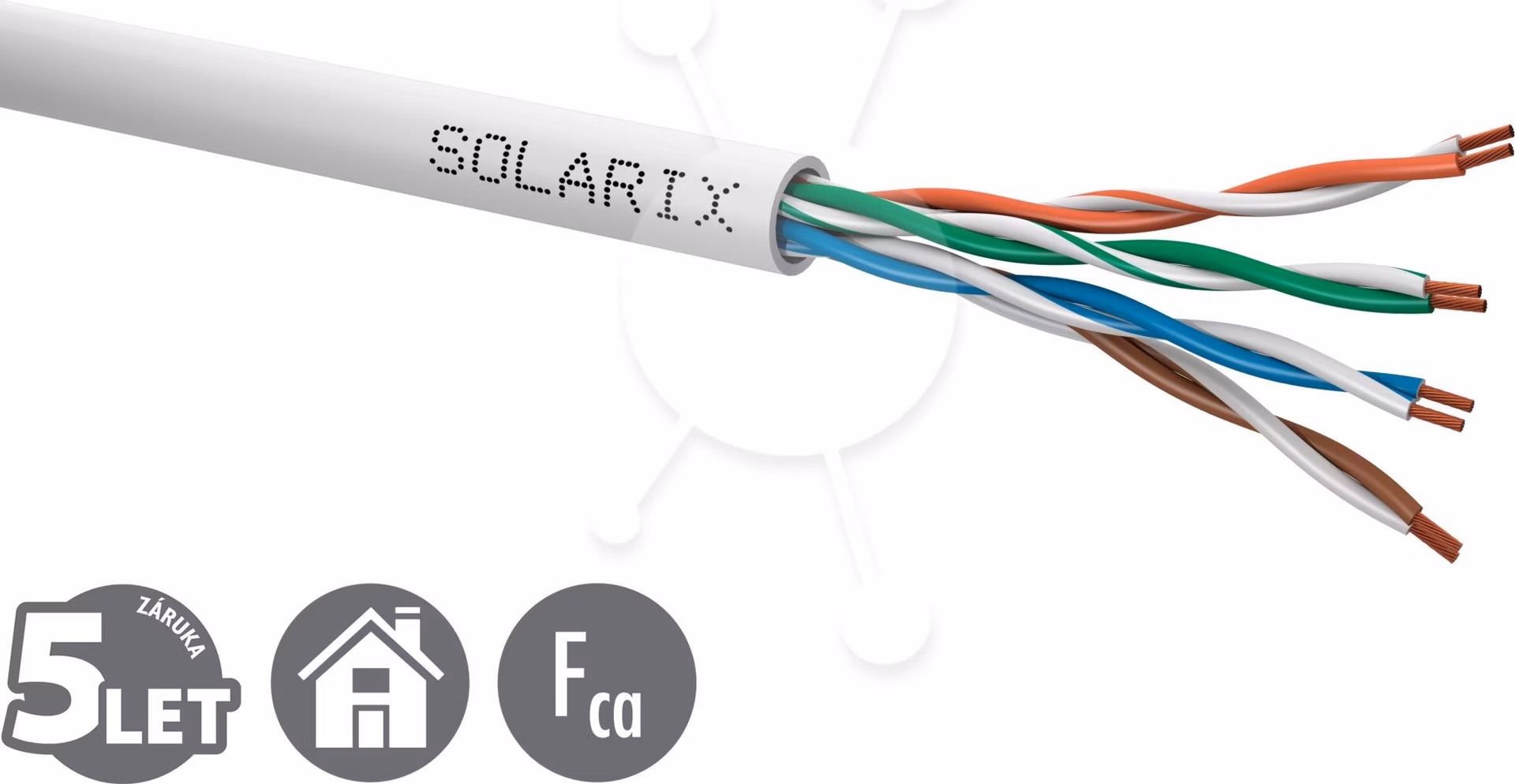 Kabel licna Solarix CAT5E UTP PVC šedý 305m/box SXKL-5E-UTP-PVC
