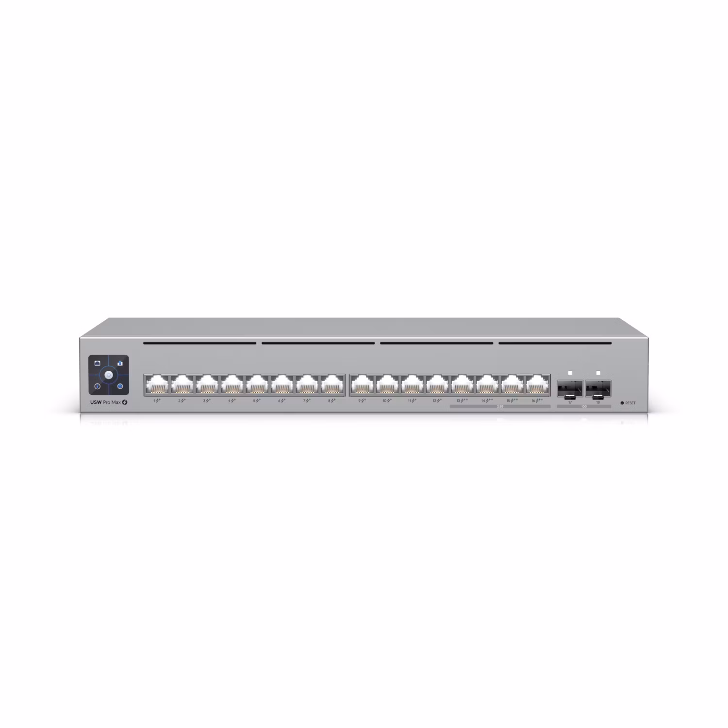 Ubiquiti UniFi Switch Pro Max 16 PoE - 4x 2.5GbE, 12x GbE, 2x SFP+, Etherlighting, PoE+/PoE++ (PoE budget 180W)