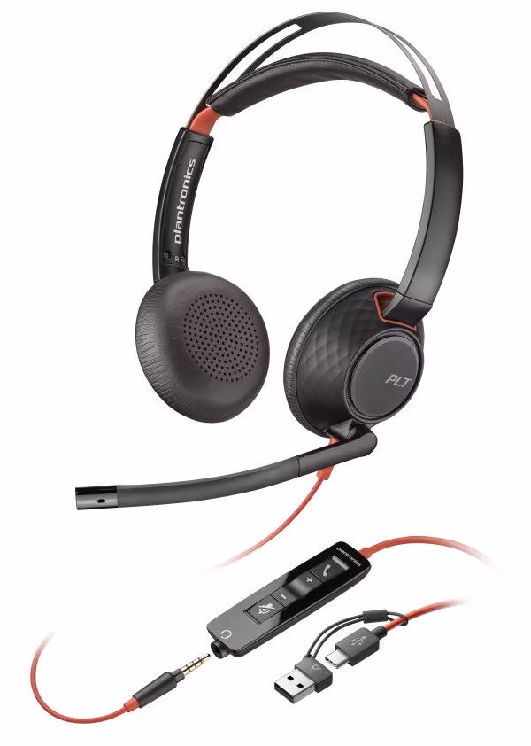 Poly Blackwire 5220 Stereo USB-C Headset +3.5mm Plug +USB-C/A Adapter (Bulk)