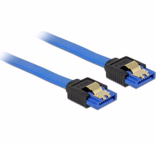 Delock Cable SATA 6 Gb/s receptacle straight > SATA receptacle straight 50 cm blue with gold clips