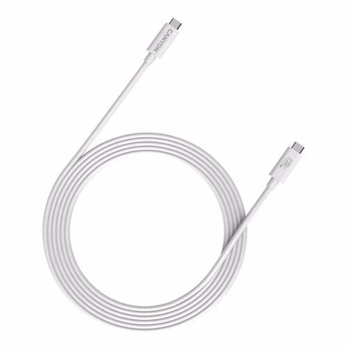 Canyon OnWire 240, 2 m, nabíjací a dátový kábel USB-C / USB-C, USB4, 240 W PD, 20 Gb/s, TPE, biely