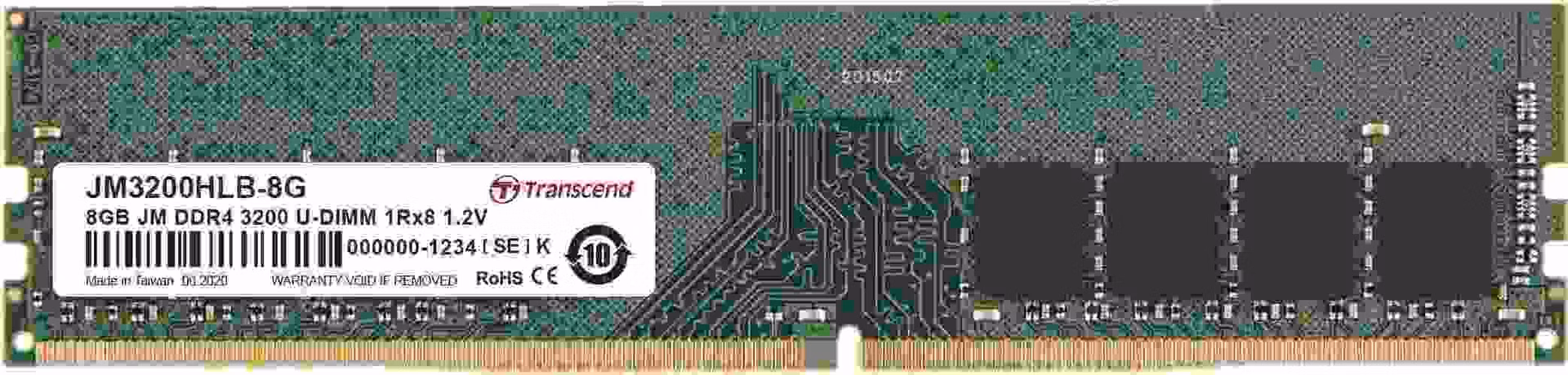 TRANSCEND DDR4 8GB 3200Mhz U-DIMM 1Rx8 1Gx8 CL22 1.2V