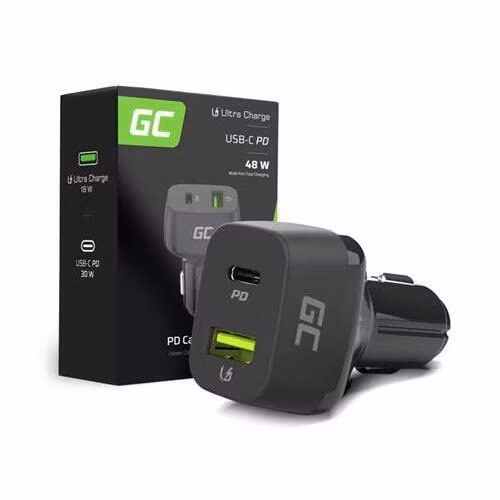 Green Cell Nabíječka do auta USB-C 48W (Power Delivery 30W, QC 3.0)
