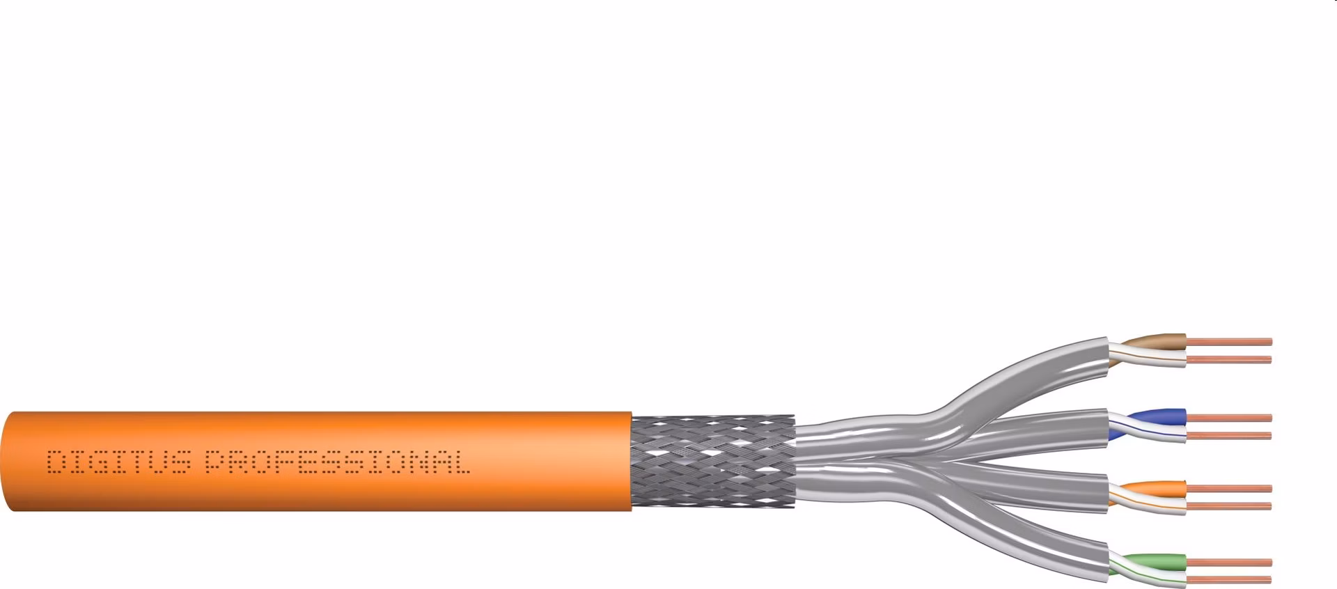 Digitus DK-1743-VH-050 síťový kabel Oranžová 50 m Cat7 S/FTP (S-STP), 1200 MHz Dca (EN 50575), AWG 23/1