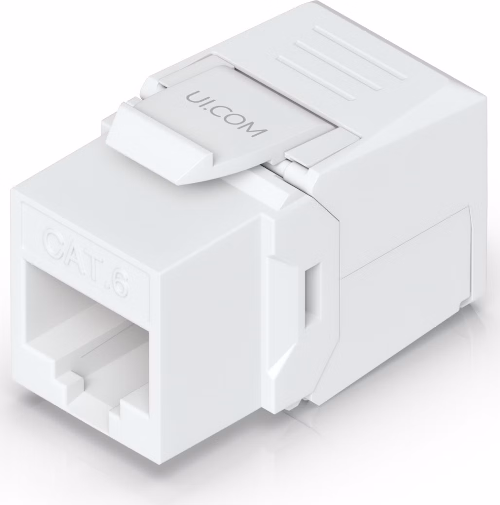Ubiquiti Toolless keystone for terminating a Cat6 Ethernet jack without the use of a punch-down or crimping tool.