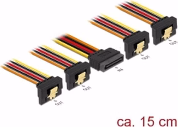 Delock Kabel SATA 15 pin napájecí samec s aretací > SATA 15 pin napájecí samice 4 x dolů 15 cm