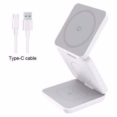 1stCOOL Qi bezdrôtová skladacia nabíjačka 3v1, MagSafe, biela, USB-C