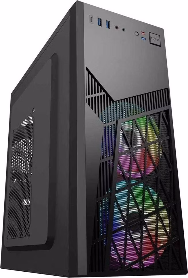 EUROCASE skříň ML N6-560B, ATX, 2x USB-A, 1x USB-C, 2x 120mm ARGB Fan, černá