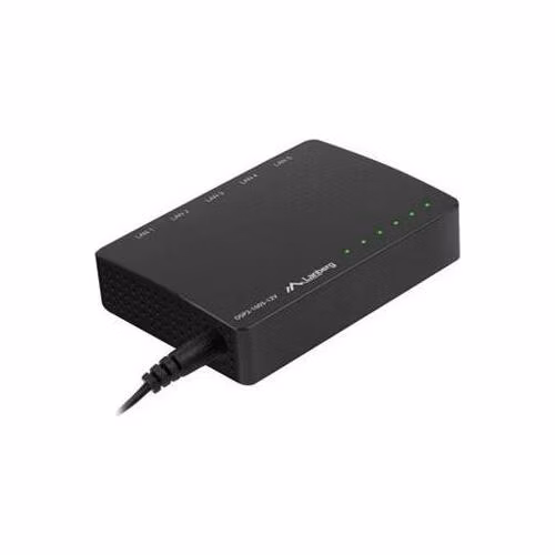LANBERG SWITCH DSP2-1005-12V 5X 1GB/S UNMANAGED GIGABIT ETHERNET DESKTOP 12V