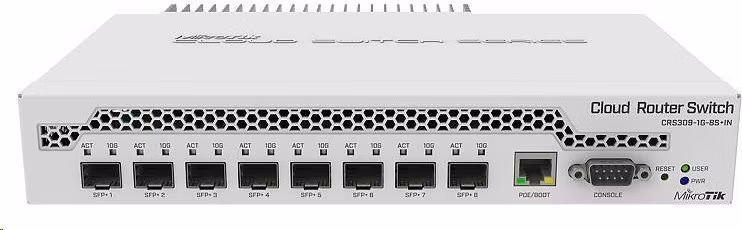 BAZAR - MikroTik Cloud Router Switch CRS309-1G-8S+IN, 800MHz CPU, 512MB RAM, 1xLAN,8xSFP+ slot,vč. L5 licence, Po opravě