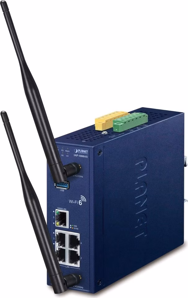 Planet IAP-1800AX Průmyslový WiFi AP dual 2,4/5GHz, 802.11ax 1800Mbps, VLAN, IP30, -40až+75st, 9-54VDC
