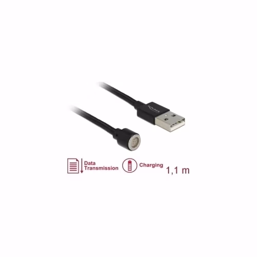 Delock Magnetický USB datový a napájecí kabel cerný 1,1 m