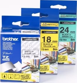 BROTHER TZE751 - TZ kazeta 24 mm široká, laminovaná TZE-751, zeleno-čierne písmo