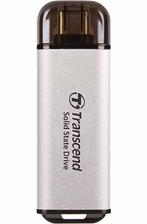 TRANSCEND Externí SSD ESD300S 512GB, External SSD, USB 10Gbps, Type C, stříbrná