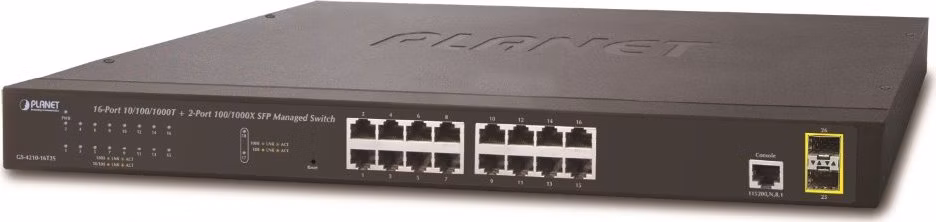 Planet GS-4210-16T2S L2 switch, 16x 1Gb, 2x 1Gb SFP, QoS, fanless