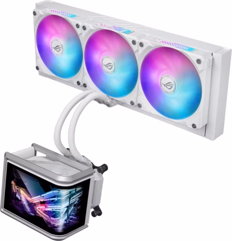ASUS vodní chladič CPU AIO ROG RYUO IV SLC 360 ARGB, 3x120 mm, LGA1851, AM5, bílá