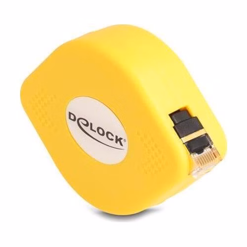 Delock Zatažitelný kabel RJ45 Cat.6A, STP, délka 1,5 m, černý / žlutý