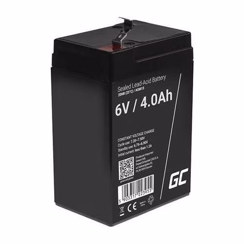 Green Cell AGM VRLA 6V 4Ah maintenance-free battery for the alarm system, cash register, toys