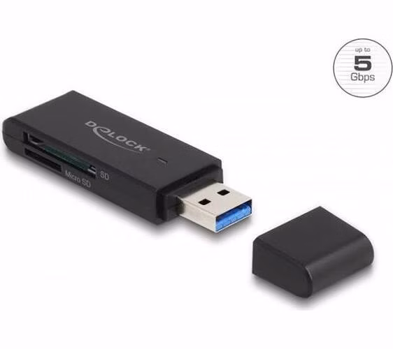 Delock SuperSpeed USB 5 Gbps čtečka karet pro paměťové karty SD a Micro SD