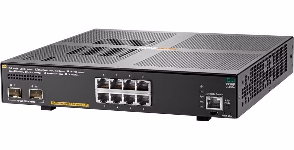 HPE Aruba Networking 2930F 8G PoE+ 2SFP+ Switch