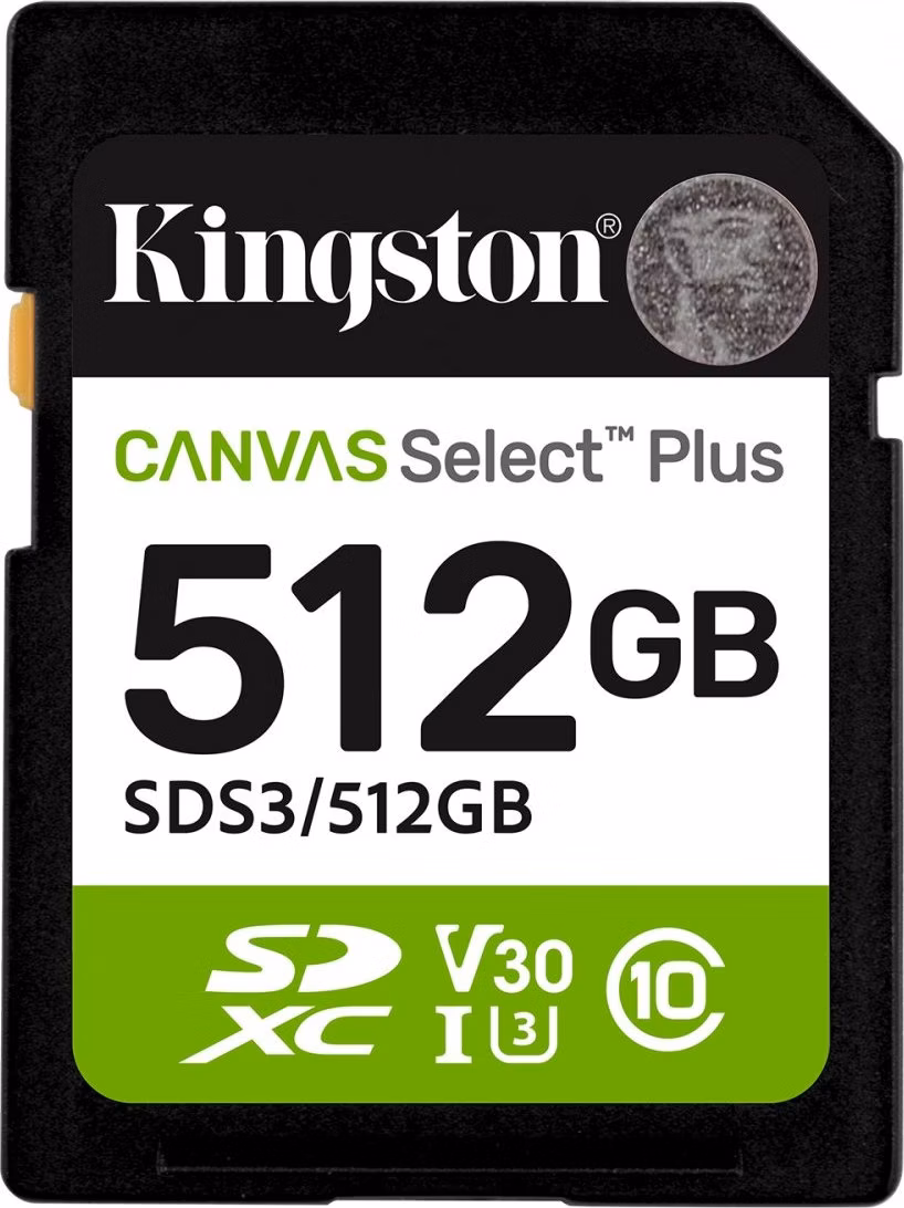 KINGSTON Canvas Select Plus Gen3 512GB SDXC / C10 / UHS-I U3 V30 / up to  150MB/s