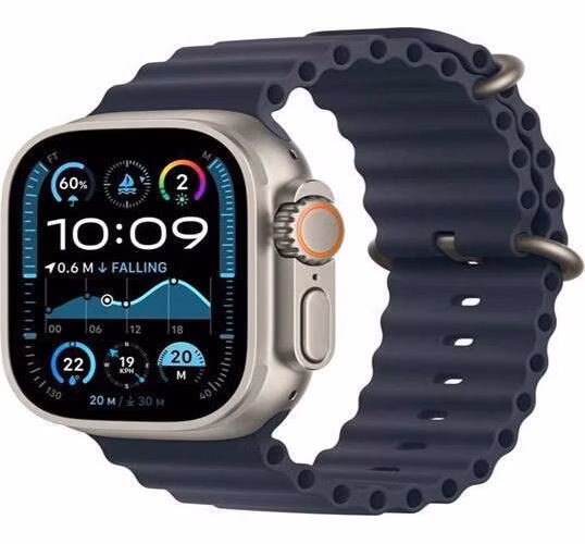 Apple Watch Ultra 2 (2024) 49mm Přírodní titan s námořnicky modrým oceánským řemínkem