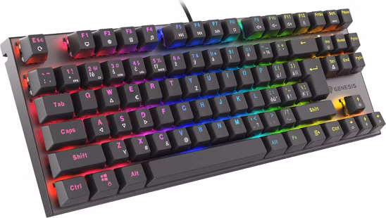 Genesis herná mechanická klávesnica THOR 303/TKL/RGB/Outemu Red/Drôtová USB/SK-SK layout/Čierna