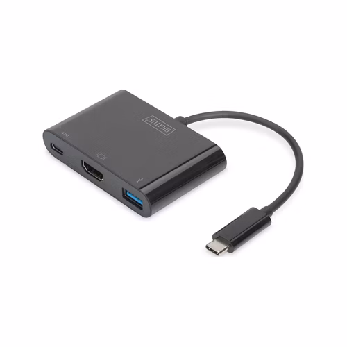 DIGITUS USB typ C Multiportový adaptér HDMI 4K@30 Hz 1x HDMI, 1x port USB-C (PD), 1x USB 3.0