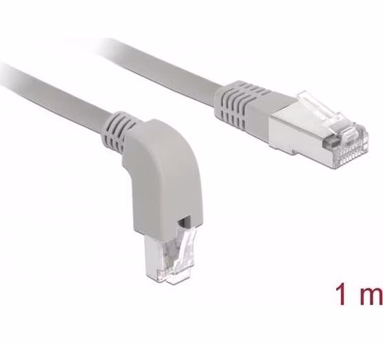 Delock Síťový kabel RJ45 Cat.5e SF/UTP pravoúhlý dolů / přímý 1 m