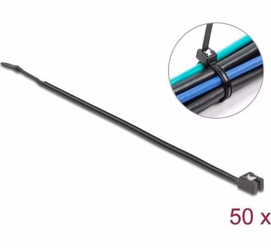 Delock Stahovací páska samořezná, D 280 x Š 4,8 mm, 50 ks, černá